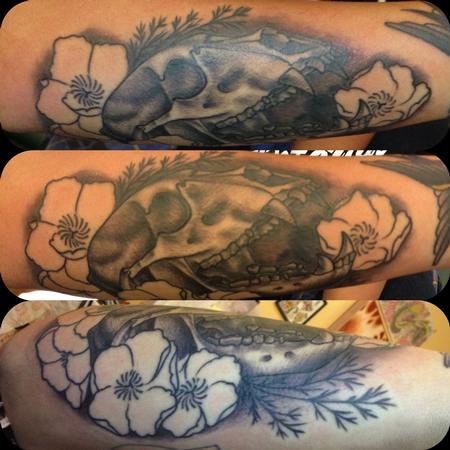 Tattoos - skull with flowers - 116451